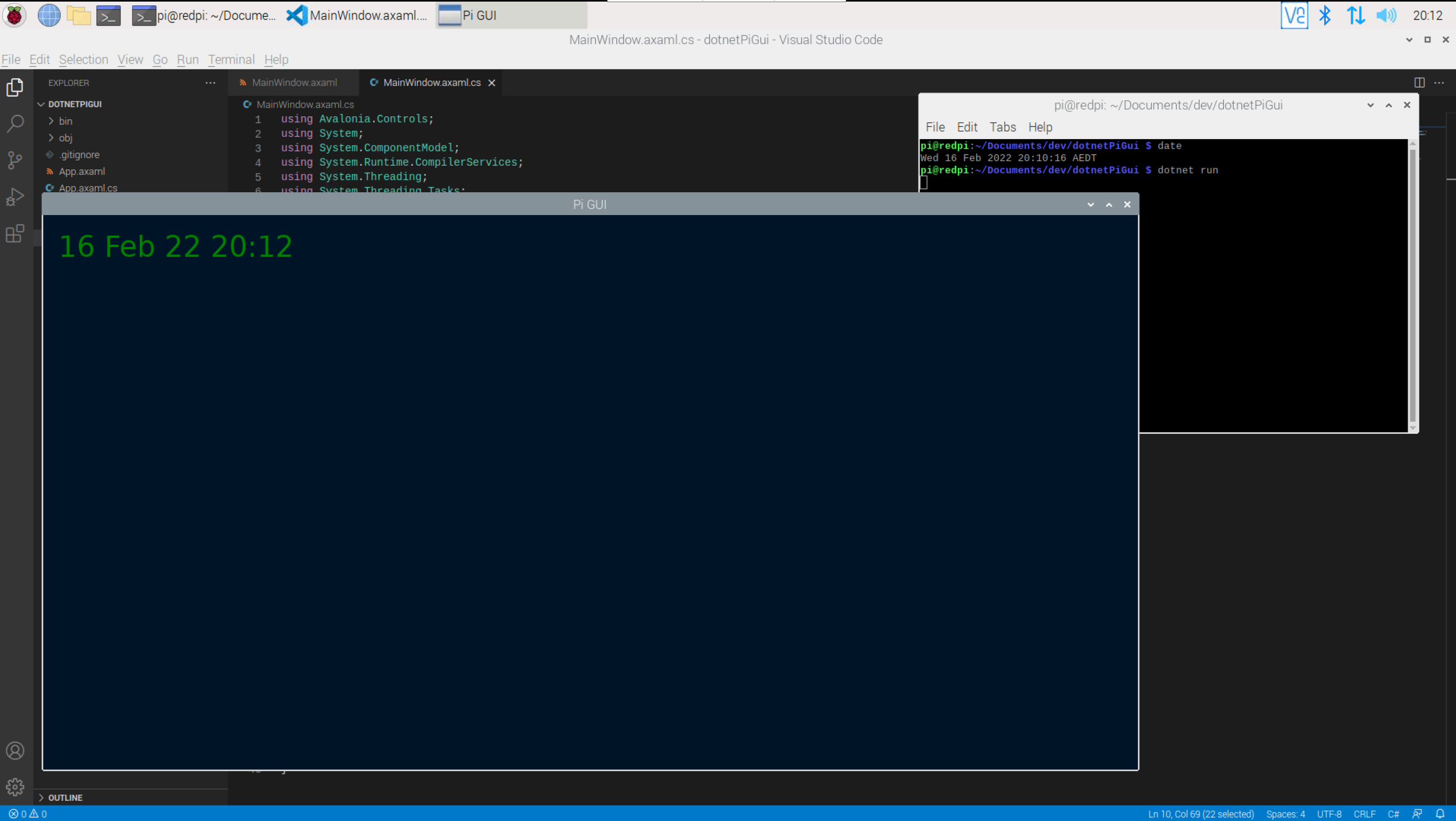 time displayed updating