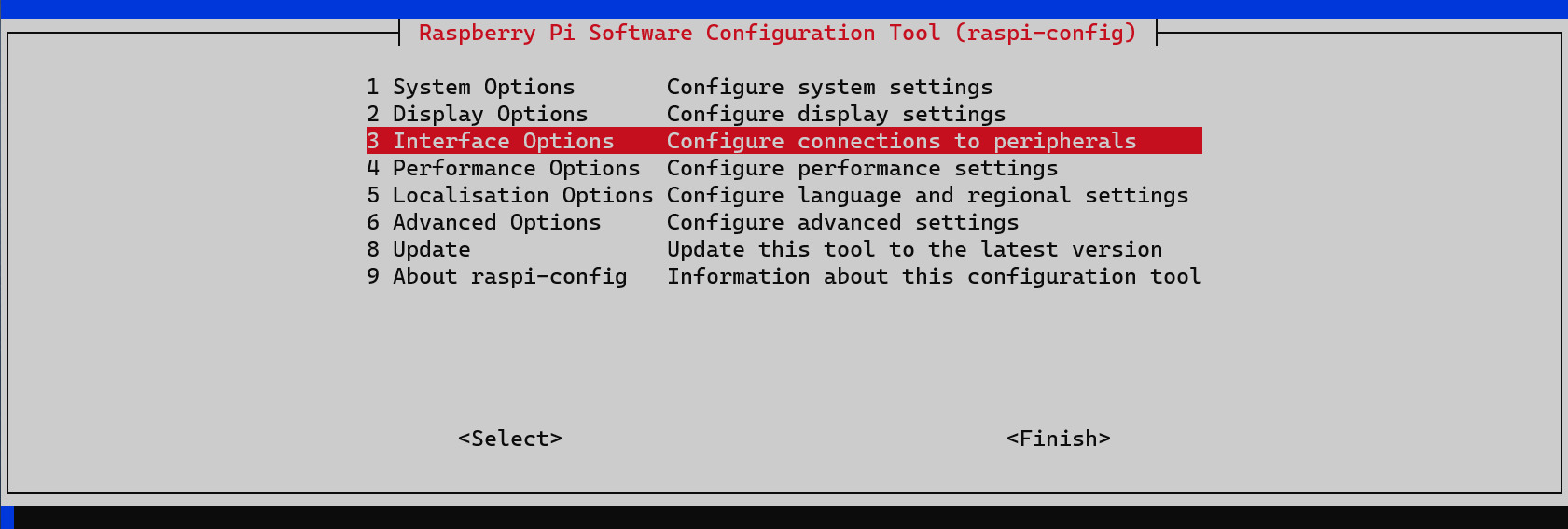 Select the Interface option in config