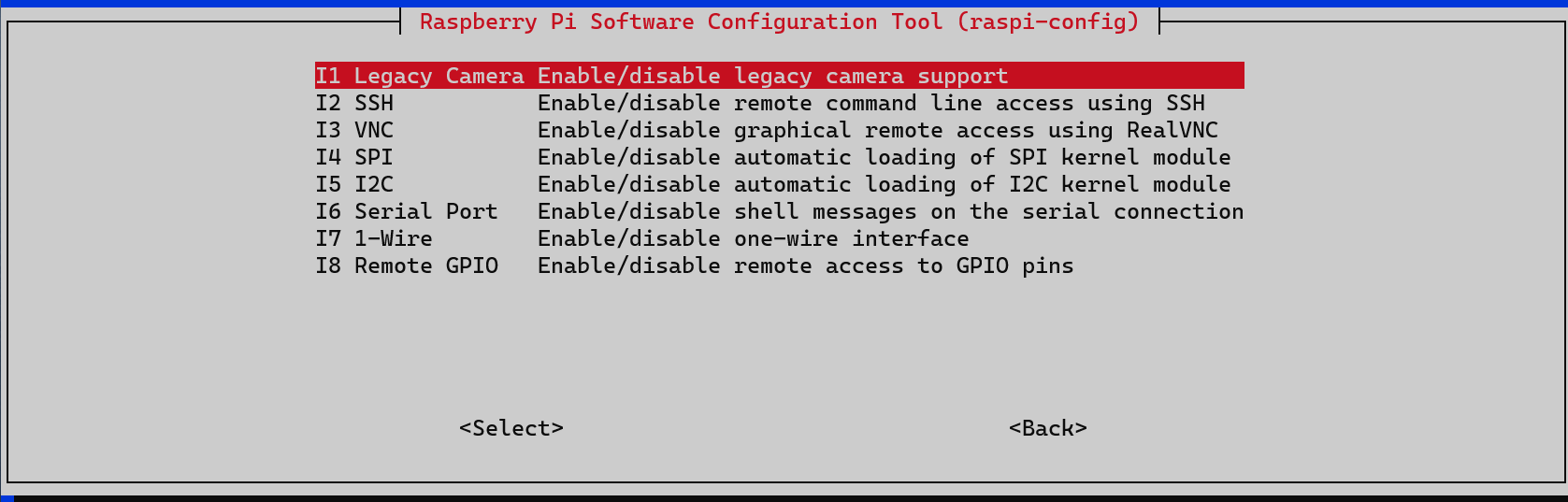 Select the legacy camera